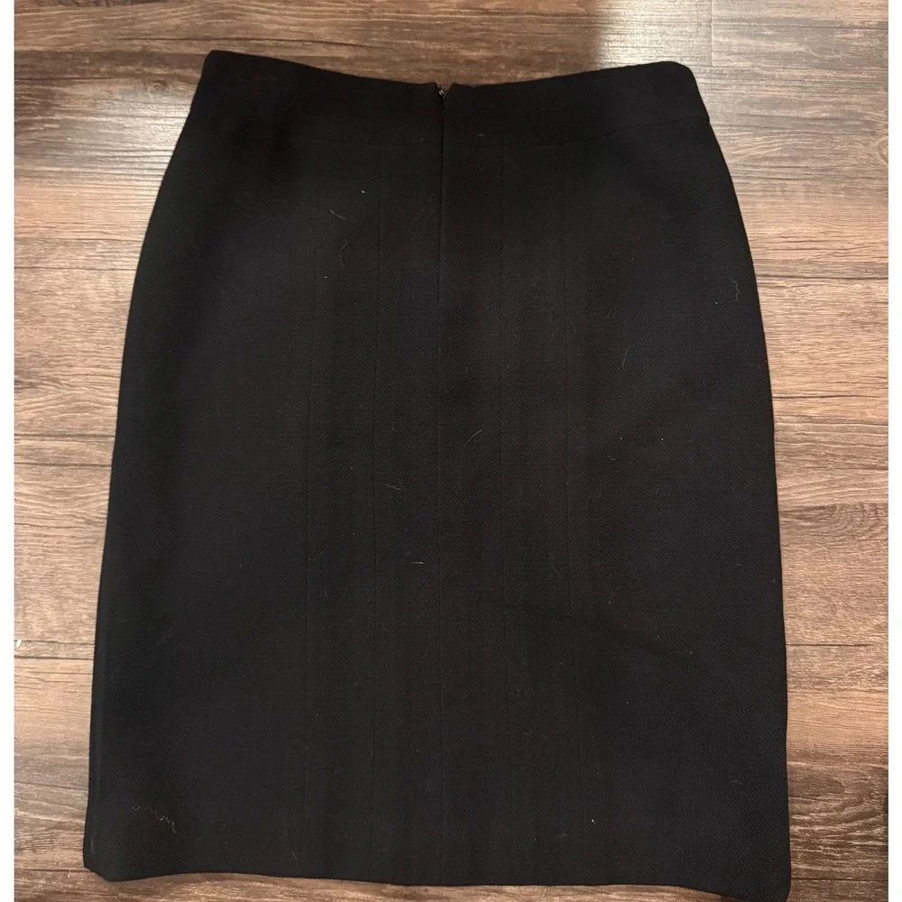 Chanel Tweed Black Wool Silk Lined Pencil Skirt Vintage Size 38 P21856